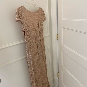 Badgley Mischka sequined floor length formal dress, size 14 fits like a 12